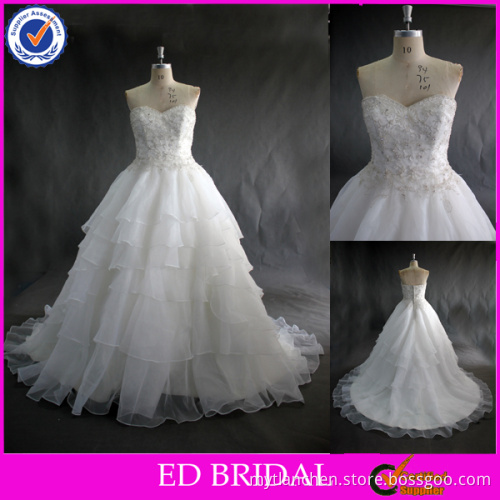 LN53 Stunning Beaded Top A Line Real Sample Tiered Organza Wedding Dress